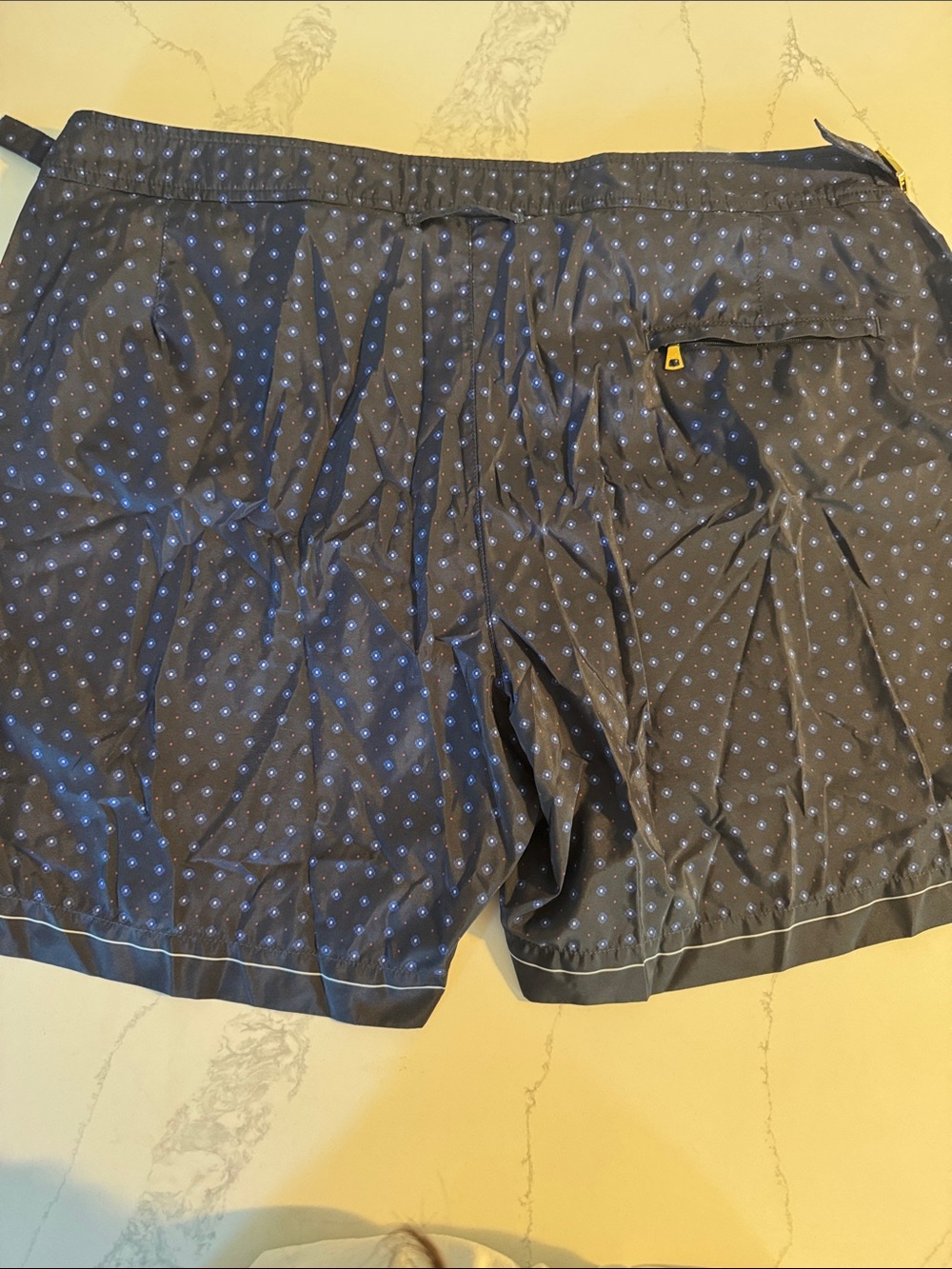 Orlebar Brown Navy Swim Shorts with Light Blue Dot Pattern - Picture 4 of 4